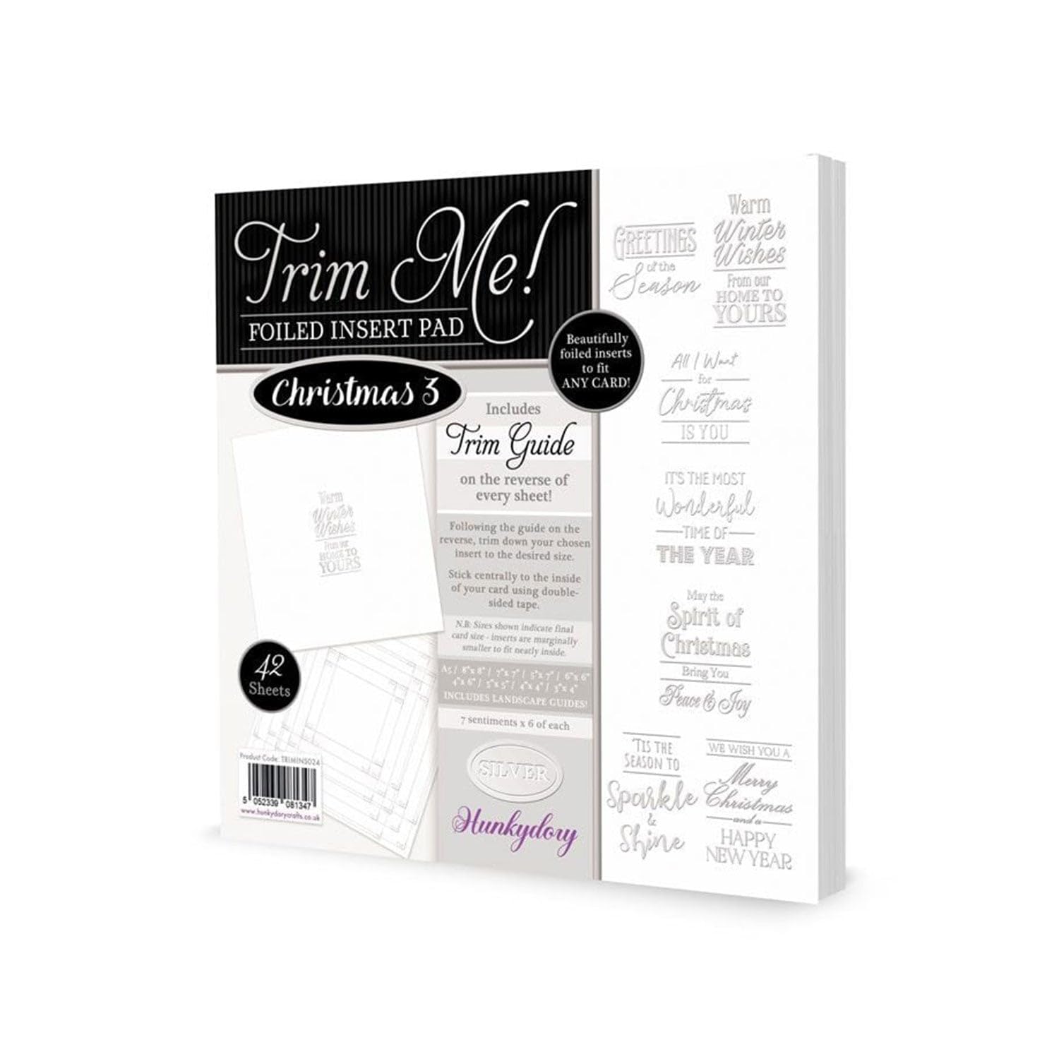 Hunkydory Crafts Trim Me! Foiled Insert Pad - Christmas 3 Silver