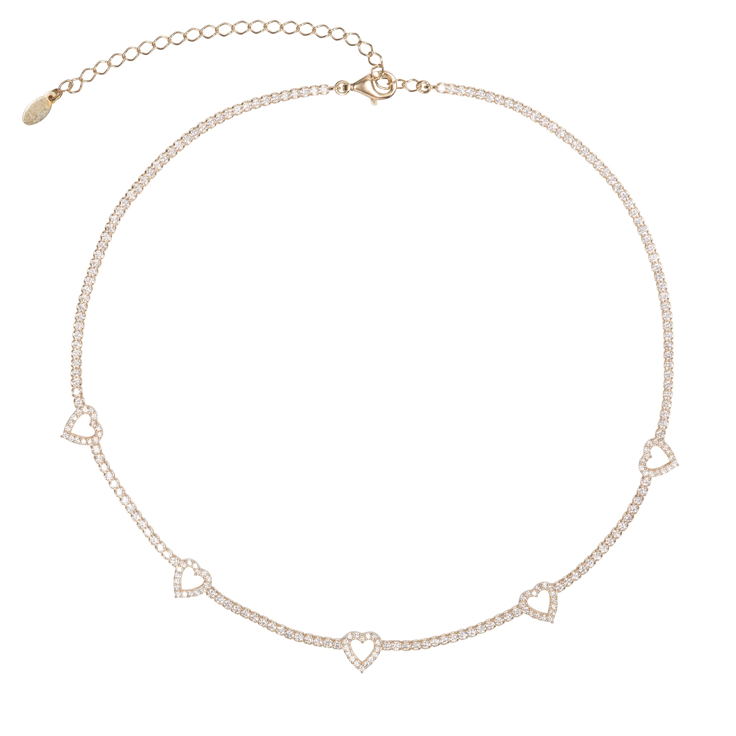 namana Gold Choker Necklaces for Women and Teenage Girls, Elegant Gold Necklace for Women in Heart Motifs set Cubic Zirconia Stones, Gold Jewellery Gifts for Women