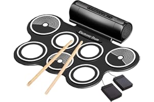 ANSEE Electronic Drum Set for Kids, Roll Up Electric Drum Set Built in Dual Speakers, Practice Drum Pad with Foot Pedals Drum Sticks Headphone Jack, Awesome Birthday Christmas Gifts for Children Beginners