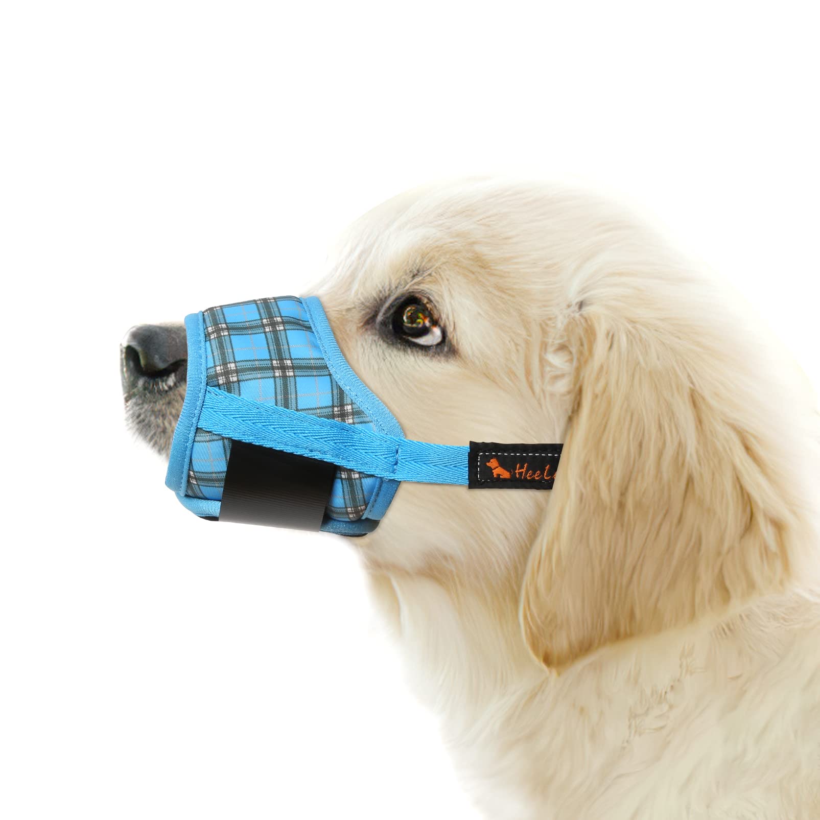 Photo 1 of HEELE Dog Muzzle,Soft Nylon Muzzle Anti Biting Barking Chewing,Air Mesh Breathable Drinkable Adjustable Loop Pets Muzzle for Small Medium Large Dogs 4 Colors 4 Sizes (P-Blue Plaid, L)