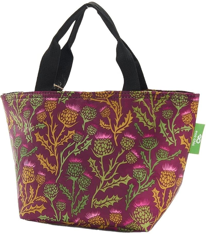 ECO CHIC Lightweight Foldable Insulated Lunch Bag Thistle Purple