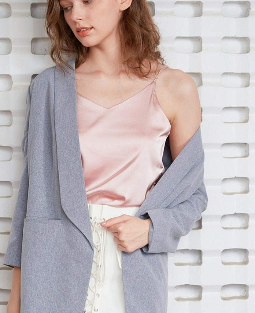 Wantschun Womens Silk Satin Camisole Cami Plain Strappy Vest Top T-Shirt Blouse Tank Shirt V-Neck Spaghetti Strap XXS-4XL at  Women’s Clothing store