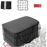 Foldable Rear Bike Basket with Tail Light, Cargo Net & Waterproof Cover - 50lbs Capacity, Reflective Stickers, Removable Line