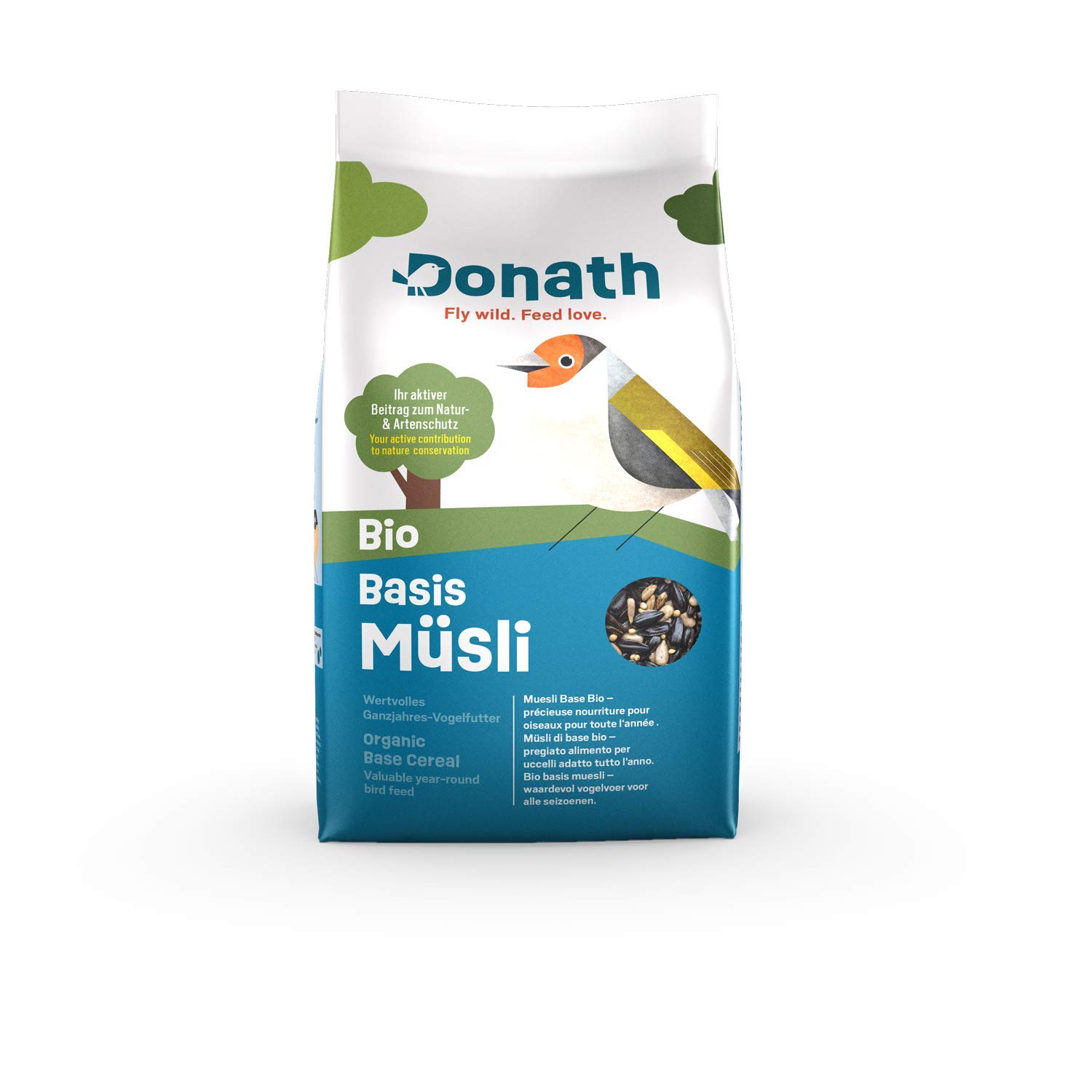 Donath Organic Basic Muesli - our organic ground and table mix for all seed-eating gourmets - rich in vitamins and protein - nutritious all year round wild bird food - made by us in Southern Germany