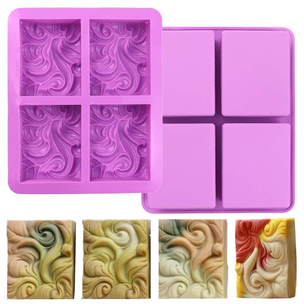 Photo 1 of 2Pcs Ocean Wave Silicone Soap Molds, Sea Wave Cake Pan for Jelly Pudding Mousse Mould DIY Handmade Nautical Cloud Swirls Pattern Soap Making Mold (3.5 Oz Cavities)