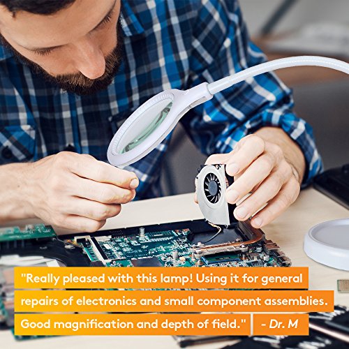 Brightech - LightView Flex 2 in 1 Version - SuperBright LED Magnifier Lamp with Clamp - Daylight Bright LED's - Energy-Saver with 1.75X Magnification (White)