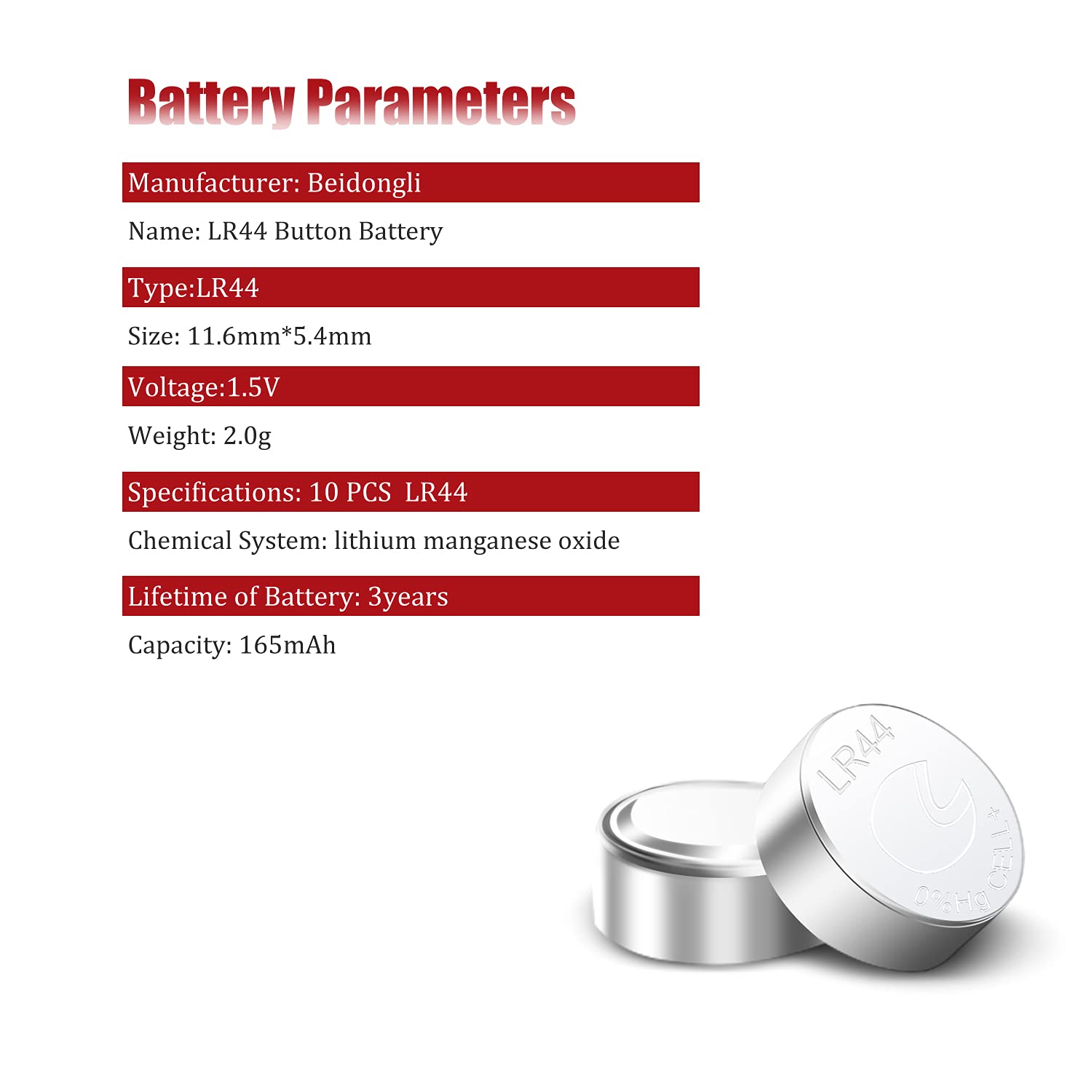 LR44 Batteries AG13 357 high Capacity 1.5V Button Coin Cell 10 Count Battery (20 Pack)