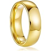PARIVEA Stainless Steel Rings for Men Women Gold Plated Wedding Band Rings 4MM 6MM 8MM Domed High Polished Mens Ring Comfort Fit 6-13