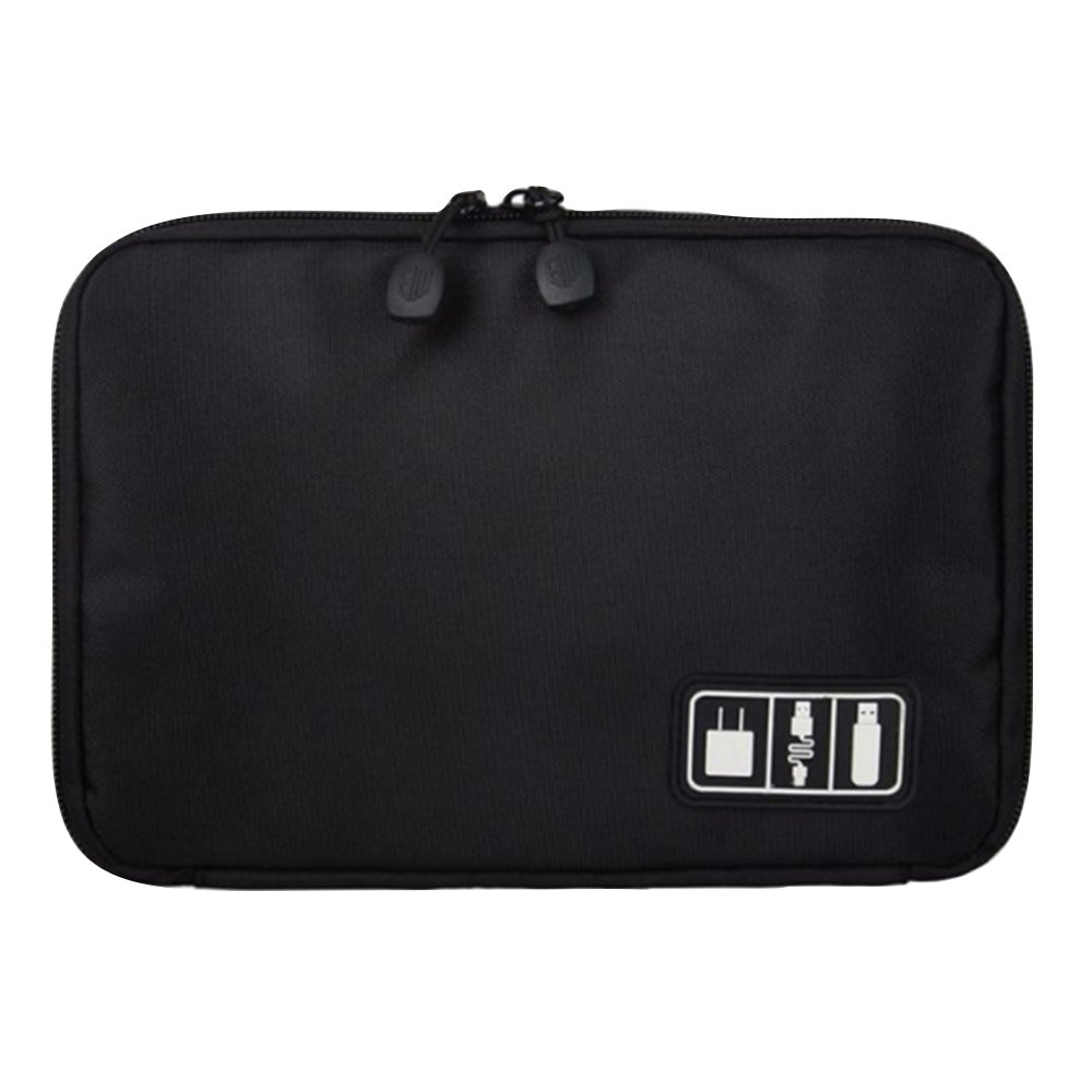 Waterproof Outdoor Travel Kit Nylon Cable Holder Bag,cable tidy bag,cables bag,camera accessories bag,Electronic Accessories usb drive storage case Camping Hiking Organizer Bag,External Hard Drive Carry Case. (black)