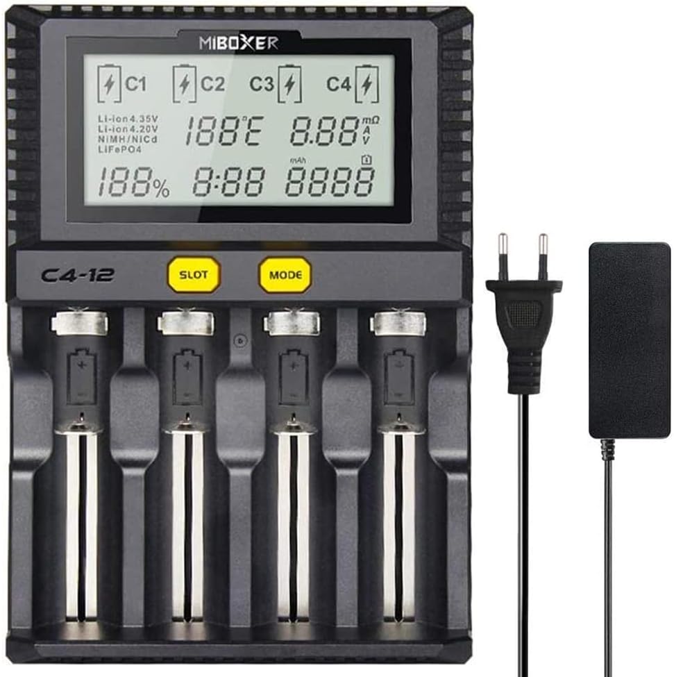 COSOOS Fastest 18650 Charger 3A Quad Quick LCD Temp Control