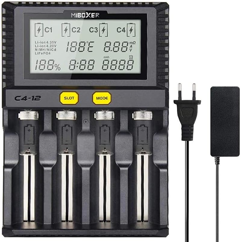 COSOOS Fastest 18650 Charger 3A Quad Quick LCD Temp Control