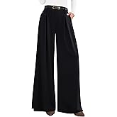 PRETTYGARDEN Womens Spring Wide Leg Trousers 2026 High Elastic Waist Loose Pleated Long Flowy Palazzo Work Pants with Pockets