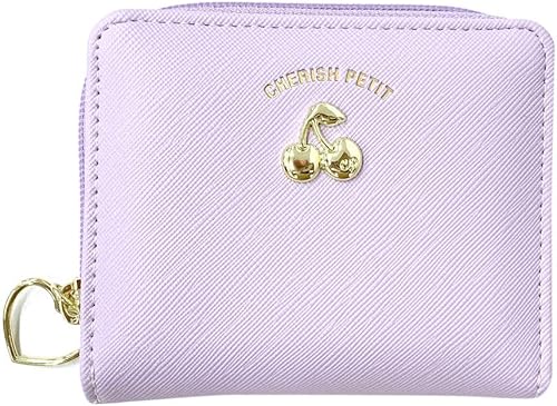 Amazon チェリッシュペティット 財布 チェリーブローチ ラウンド 二つ折り財布 キッズ 女の子 Lkq 106 パープル 財布