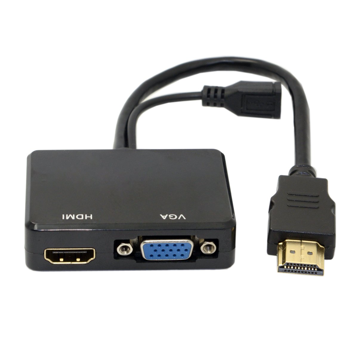 Cablecc HDMI to VGA & HDMI Female Splitter with Audio Video Cable Converter Adapter for HDTV PC Monitor