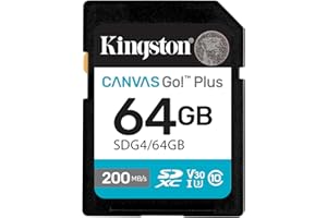 Kingston Canvas Go Plus SDXC Memory Card Gen4 200MB/s C10 UHS-I U3 V30 64GB-SDG4/64GB