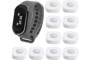 LOUKIENE Wireless Calling System, 1 Wirst Watch Receiver 10 Call Buttons Caregiver Nurse Call System Restaurant Waiter Pager System for Restaurant Bar Hospital Clinic Cafe