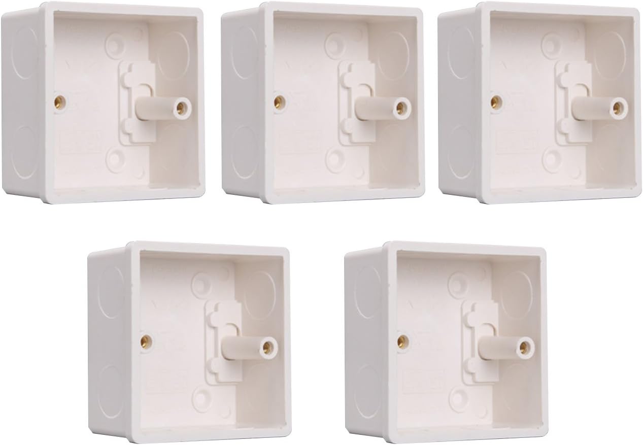 (5 Pack) PVC Junction Box, Recessed Electrical/Outlet Mounting Box