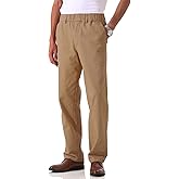 Soojun Men's Cotton Relaxed Fit Full Elastic Waist Twill Pants