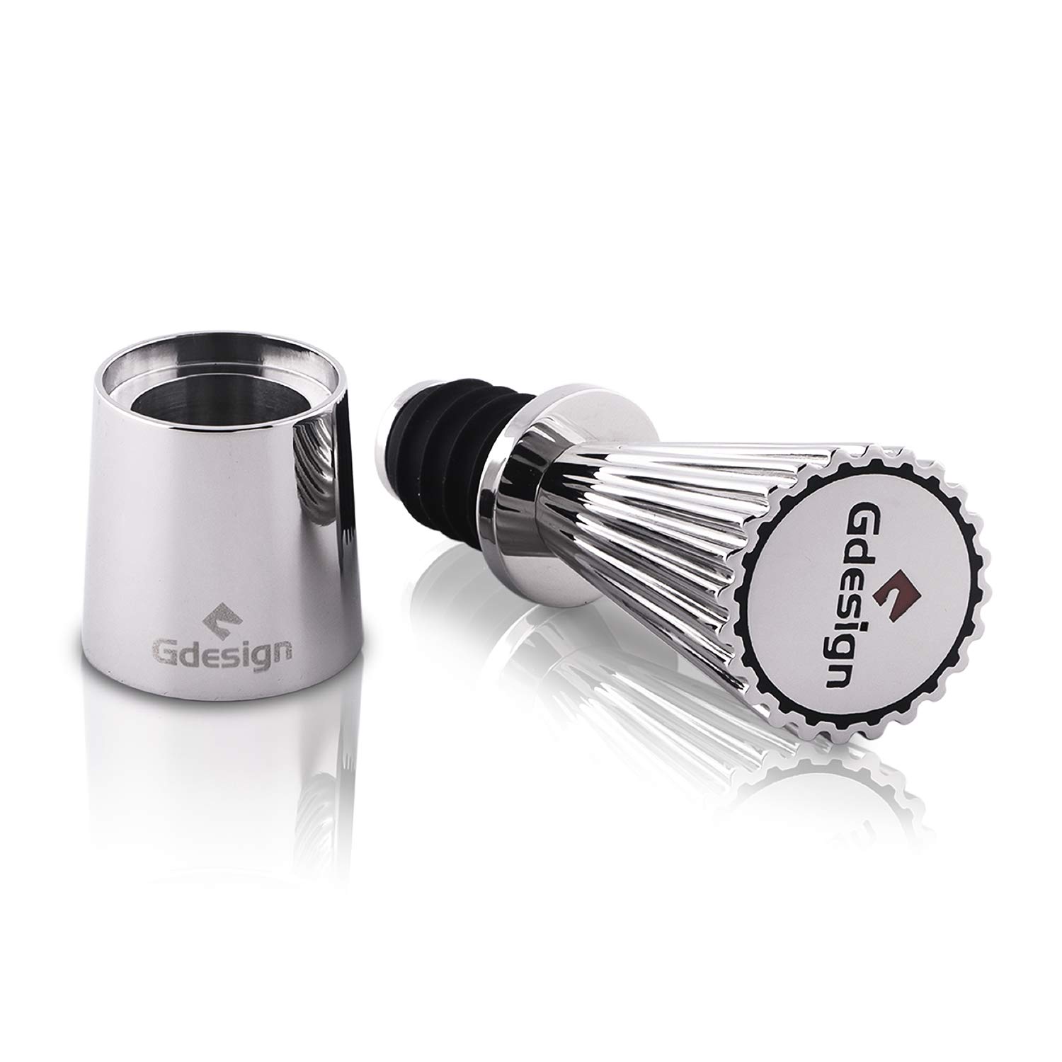 Gcurtain Gdesign Wine Bottle Stopper, Stainless Steel Wine Topper Stoppers, Reusable Wine Cork with Silicone, Wine Accessories Gift for Wine Lovers