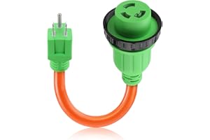 Flameweld RV Adapter Cord - NEMA 5-15P Male to L5-30R Locking Female, 30 Amp to 15 Amp 110 RV Adapter Cord with Locking Connector, 7500W STW 10/3 AWG RV Generator Cord, UL