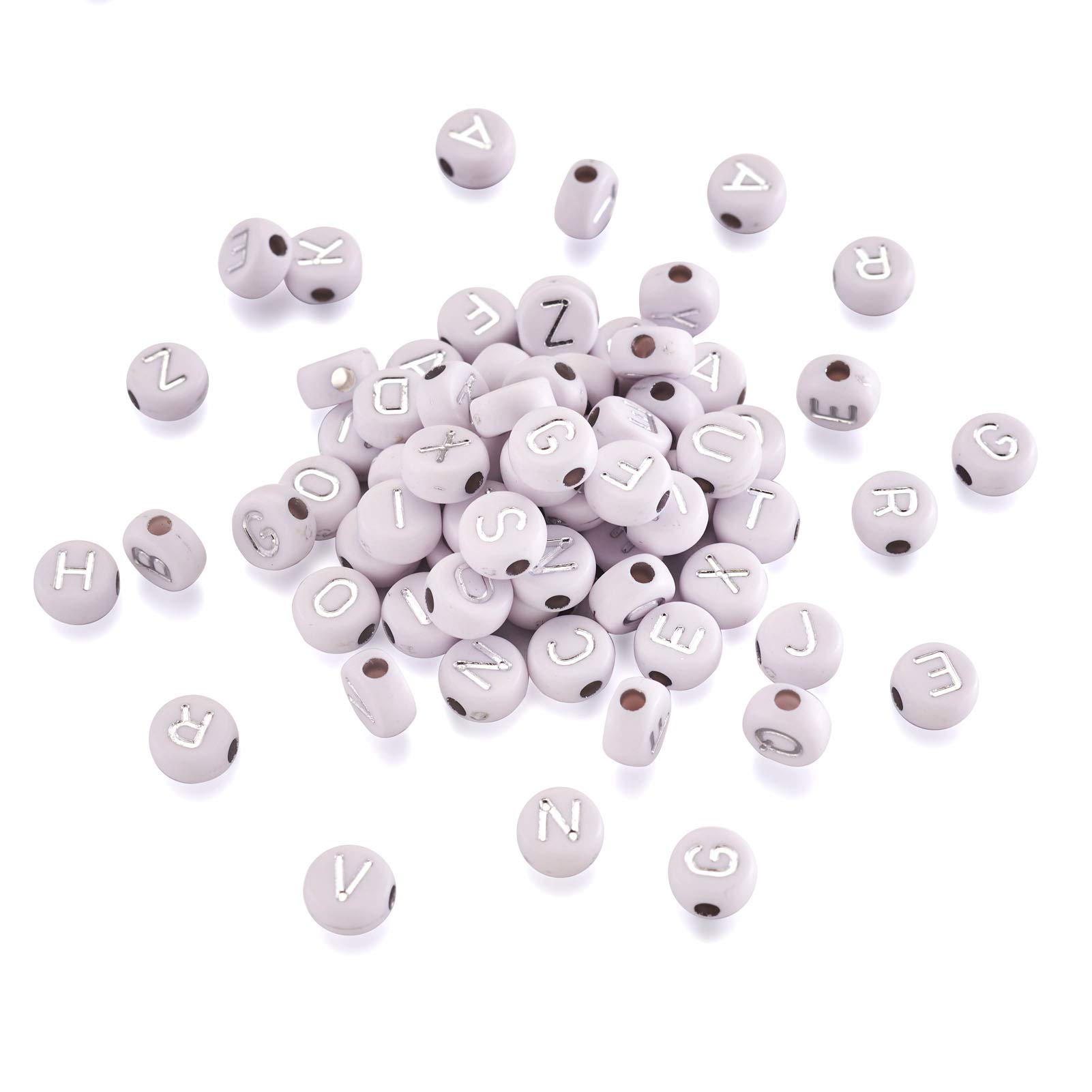 Cheriswelry About 146pcs White Silver Acrylic Alphabet Beads Spacer Beads Charms for Jewellery Bracelet Making
