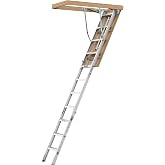 Aluminum Attic Ladder Pull Down Loft Stairs Folding Ceiling Ladder for Attic Access Door, Manual Lifting, for 7'8"-10'3" Ceiling Height, 22 1/2" x 54", 375 lbs Capacity