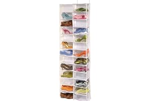 Over The Door Sweatshirt Organizer Hanging Clear Door Shoe Organizer with 26 Pocket Foldable Heavy Duty Toy Storage
