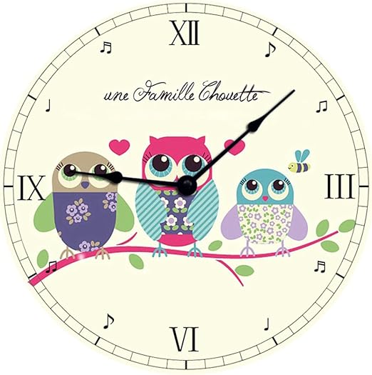 Wanduhr Kinderwanduhr Kinderuhr Uhr Aus Holz Rund Wanddeko Kinderzimmer Eule Amazon De Kuche Haushalt