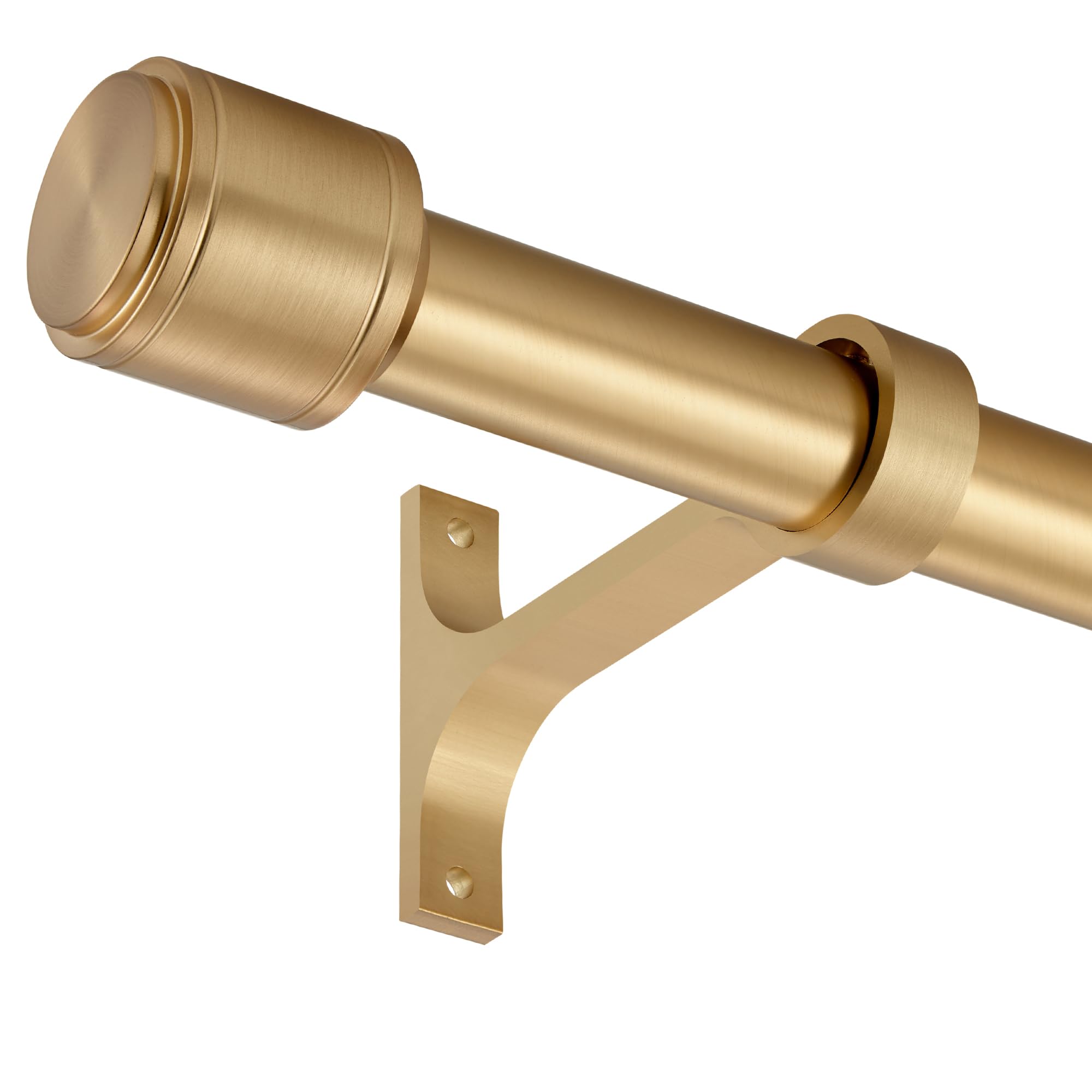 Photo 1 of Lwiiom Warm Gold Curtain Rods for Windows 16 to 150 Inch, 1 Inch Diameter Blackout Curtain Rod with Aluminum Cylinder Finials and Full Surround Brackets, Window Curtain Rod for Wall and Ceiling Mount