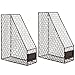 Set of 2 Rustic Brown Metal Chicken Wire Document Magazine Organizer Rack with Label Holder