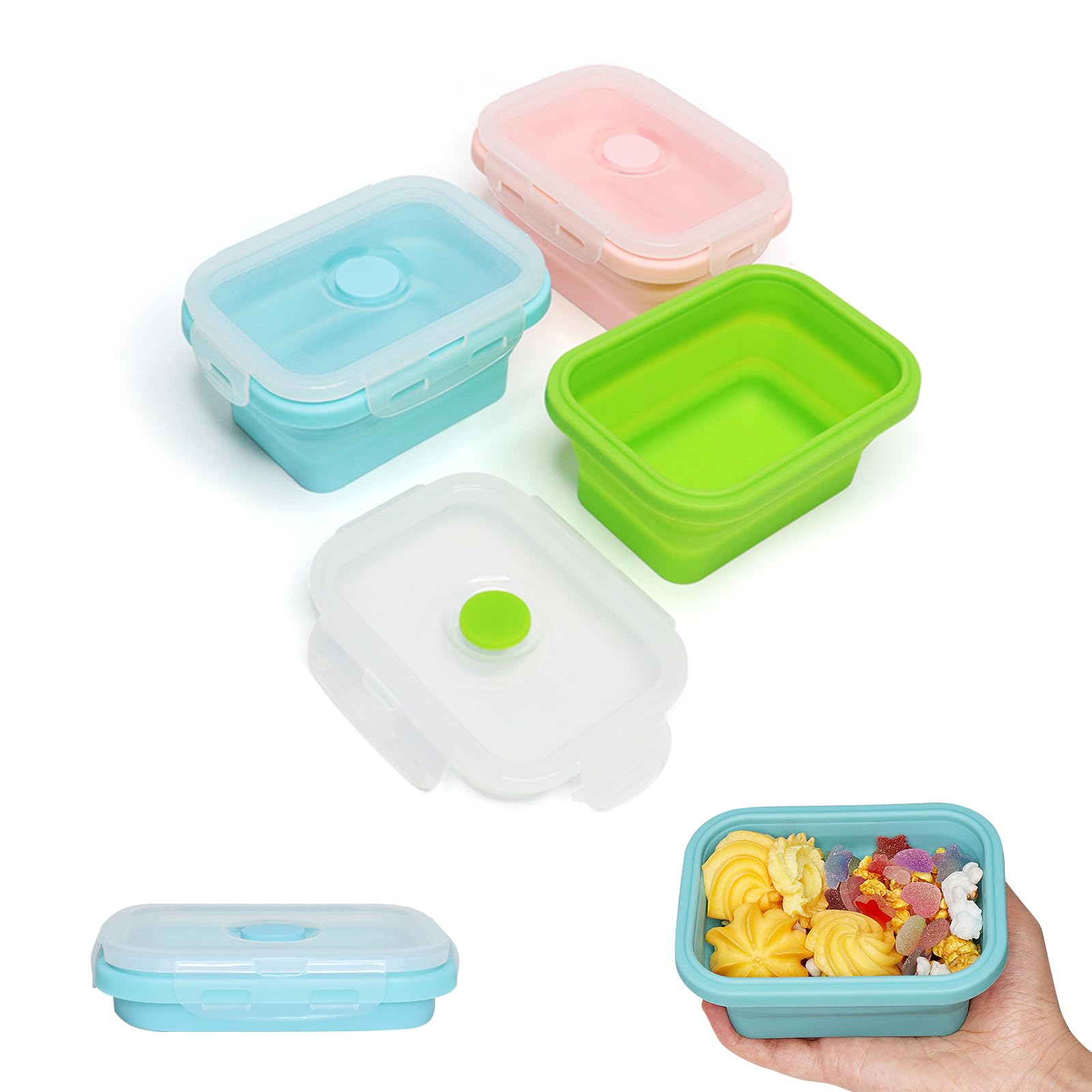 Photo 1 of Alimat PluS 11.8oz Small Silicone Collapsible Food Storage Containers With Lids, 3 Pack Set 350ml Collapsible Food Storage Containers with Lids, Travel Food Containers for Outdoor and Kitchen