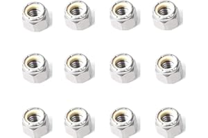 1/4-20 Inch Nylon Insert Hex Lock Nuts,Hincell 60pcs 304 Stainless Steel Locknuts, Hex Drive, Bright Finish,