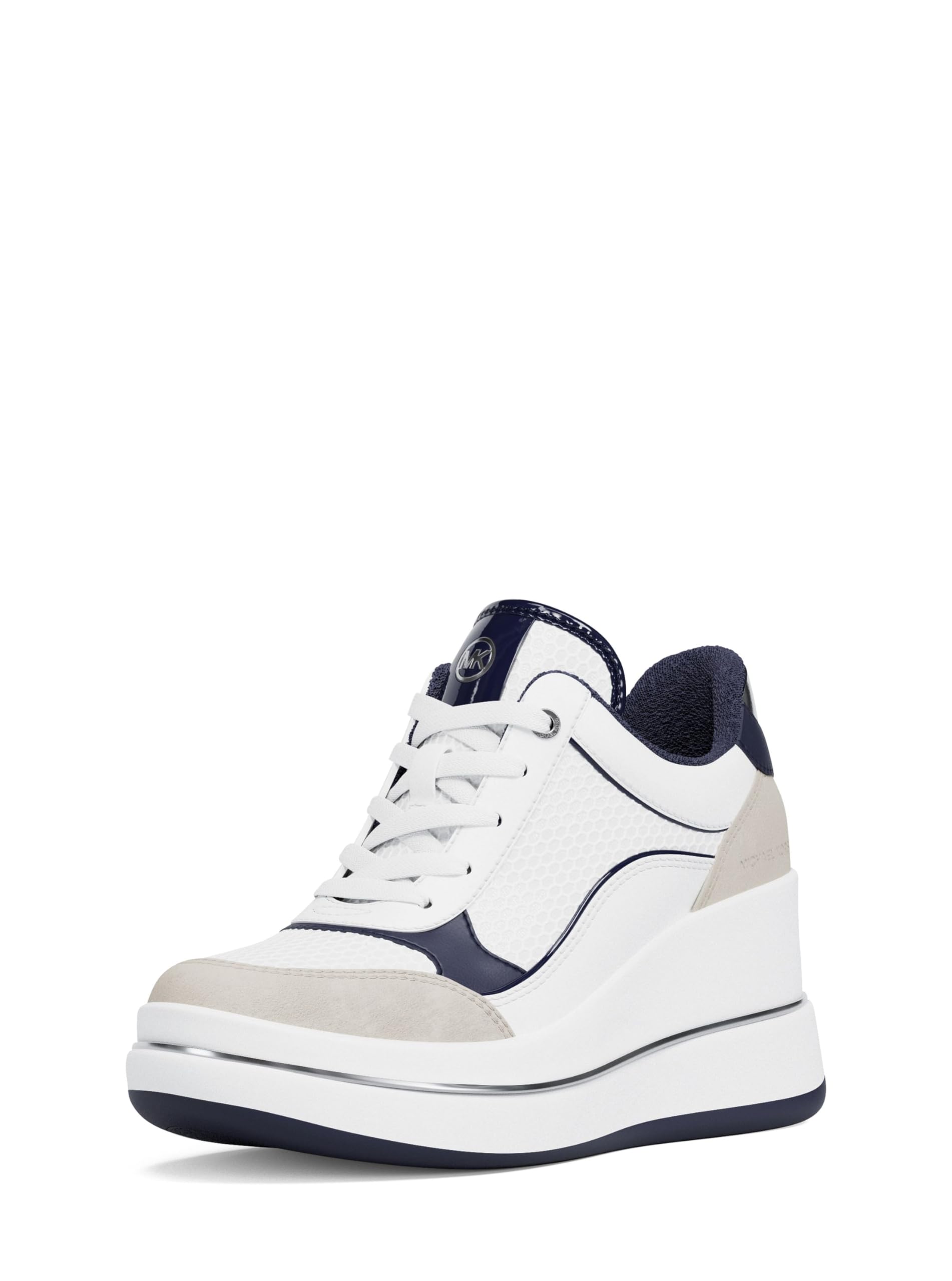 Michael Kors Women’s Emmy Wedge Trainer, Solid Color Block/Dress Blues, 6.5