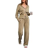 Herseas Womens 2 Piece Casual Outfit Workout Hoodie Sweatsuits with Sweatpant Travel Airport Track Suits Lounge Sets