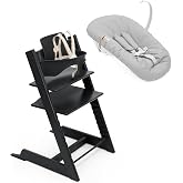Stokke Tripp Trapp High Chair with Newborn & Baby Set, Black/Grey | Includes Chair, Newborn Set, Removable Harness, Ages 0-36