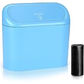Accmor Car Trash Can with Lid, Mini Vehicle Garbage Can with 30 Trash Bags, Leakproof Auto Dustbin Garbage Container Bin for Car, SUV, Office (Blue)