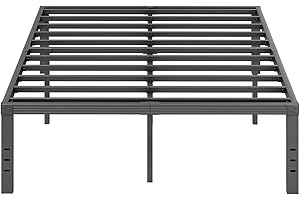 Furnitui 18 Inch High Metal Queen Bed Frame, Platform Bed Frame Queen Size No Box Spring Needed, Easy Assembly, Noise Free, Sturdy, Black