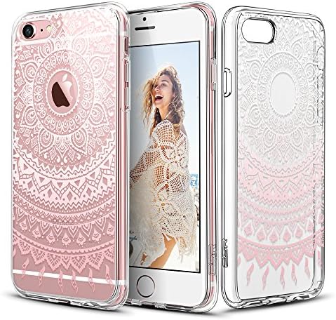 iPhone 6 Plus Case,iPhone 6s Plus Case, ESR Totem Henna Mandala Floral Pattern Design with Soft TPU Bumper+Hard PC Back Cover for 5.5" iPhone 6 Plus / iPhone 6s Plus_ Pink Manjusaka