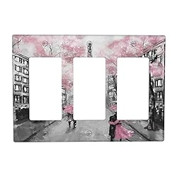 Paris Street Eiffel Tower Pink Floral Triple Rocker