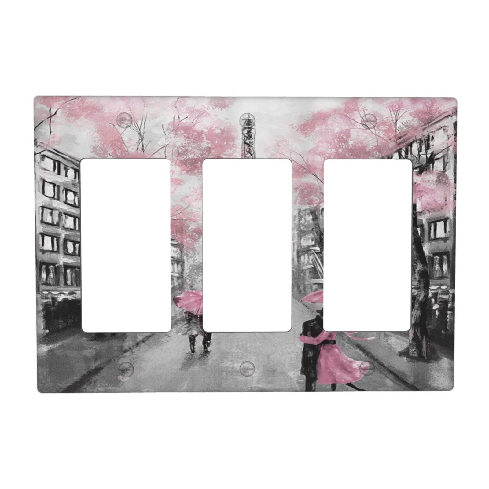 Paris Street Eiffel Tower Pink Floral Triple Rocker