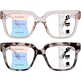 OPTOFENDY Progressive Multifocus Reading Glasses for Women Oversized Blue Light Blocking Oprah Style Computer Readers