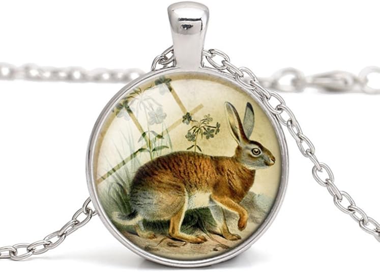 Bunny necklace, Rabbit necklace, Woodland necklace ,Silver, bronze, black necklace