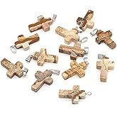 LE SKY 20 Pcs natural stone pendants cross gemstone agate crystal healing charms for jewelry making DIY necklace