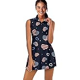 Biyejit Women's Tennis Golf Dresses Zip Up Workout Athletic Sleeveless Dress with Shorts and Pocket Pickleball Outfits