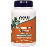 NOW Foods Magnesium Citrate 200 mg Tabs, 100 Count (Pack of 1)