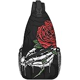 FHSUISN Skull Sling Backpack Chest Bag Crossbody Shoulder Bag Gym Cycling Travel Hiking Daypack For Men Women