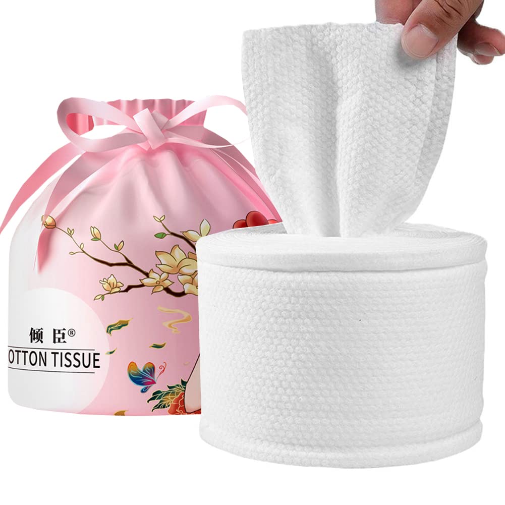 YUIP 100 PCS Disposable Cleaning Cotton 100% Cotton,Dry Wipes,Cleansing Towelettes,Disposable Cleaning Cotton Face Towel,Multi-purpose Disposable Beauty Towels 2 Rolls for Sensitive Skin