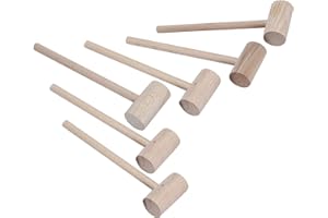 6PCS Solid Natural Wooden Crab Lobster Mallets Shellfish Hammers, Beechwood