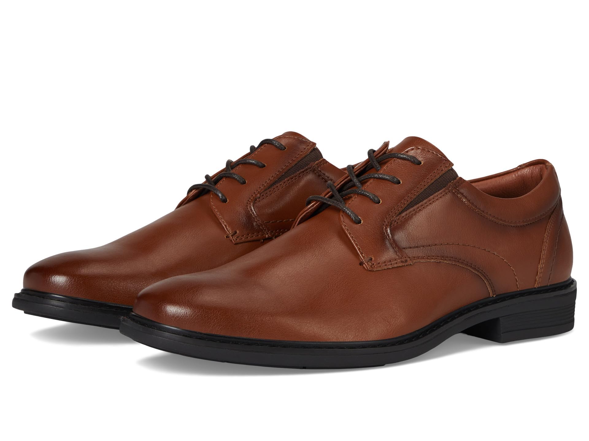 Nunn Bush Men’s Jarvis Plain Toe Oxford Dress Casual Business Formal Lace Up, Cognac, 12 Wide