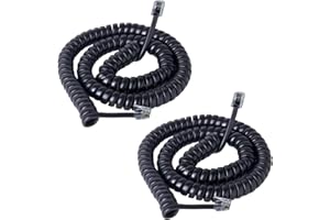 TELEHYBRID Phone Cord for Landline Phones, 2 Pack RJ9 Telephone Handset Cable, Universal Compatibility, No-Tangle Coiled Cord for Office & Home Phones